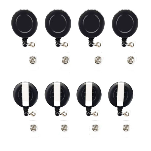 JANYUN 50 Pcs Retractable Badge Reel Clips Holder for Hanging ID Card Name Key Chain (Black)