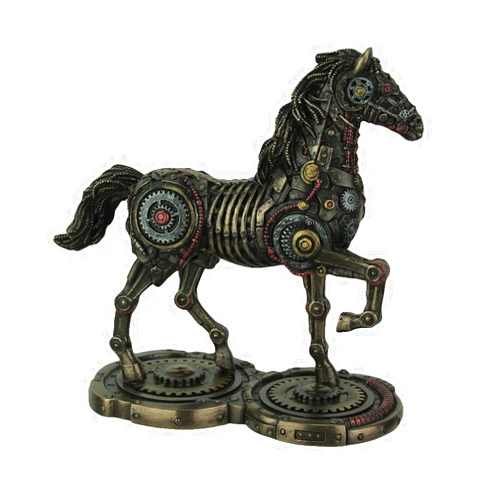 Veronese Design 9 1/2 Inch Steampunk Horse Prancing Cold Cast Resin Bronze Finish Sculpture