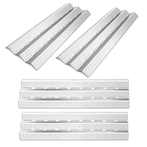 Zemibi Heat Plate Tent Shield Replacement for Huntington, Broil-Mate, Sterling, Master Forge, Perfect Flame, GrillPro, Lowes Gas Grill Models, Stainless Steel Burner Cover Flame Tamer, 4-Pack, 17 9/16