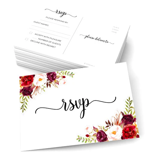 321Done RSVP Postcards (Set of 50) Red Roses Floral 4
