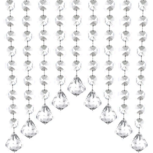 Jishi 33ft Crystal Garland Strands, Hanging Crystal Beads Strings Decorations for Centerpiece Doorway Clear Acrylic Diamond Chandelier Prisms, Gem Bead Chain Garland Curtain, Christmas Tree Ornaments