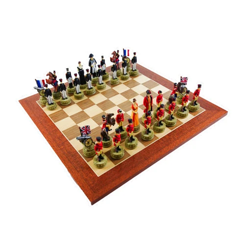 Bello Games New York, Inc. Hand Painted Napoleon & The Duke of Wellington Chessmen & Stuyvesant Street Chess Board from Spain