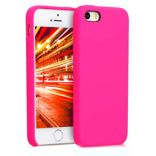 kwmobile Case Compatible with Apple iPhone SE (1.Gen 2016) / iPhone 5 / iPhone 5S Case - TPU Silicone Phone Cover with Soft Finish - Neon Pink