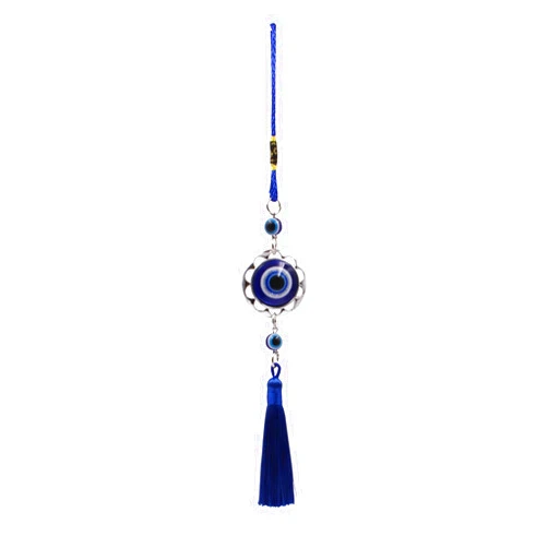 ASIJUNTYECHO Lucky Evil Eye Car Hanging Ornament,Car Rear View Mirror Hanging Accessories,Evil Eye Car Interior Accessories,Car Decorations,Evil Blue Eye Charms Pendant for Car,Gifts for Women Men (A-round)