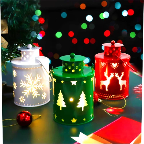 YBB 3 Pack Christmas Decorative Lantern Lights, Flameless Battery Operated Hanging LED Candles Lanterns for Christmas Centerpiece Table Indoor Outdoor Party Decoration