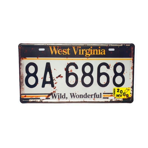 KOSICORN West Virginia Vintage License Plates American Auto Metal WV License Plates Vintage Rusty Logo Novelty License Plates Decorative Car Front Covers Garage Interior Wall Decor 12