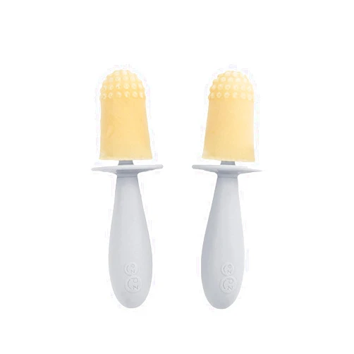 ezpz Tiny Pops (Pewter) - Popsicle Mold Set with Wands for Infants 4 Months + - Two Pack - Baby Essentials