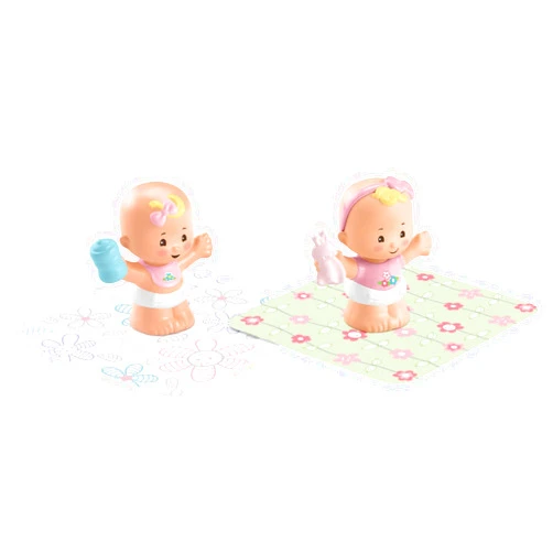 Fisher-Price Little People Snuggle Twins, Set of 2 Baby Figures with 2 Soft Blanket Accessories for Toddlers and Preschool Kids Ages 18 Months to 5 Years