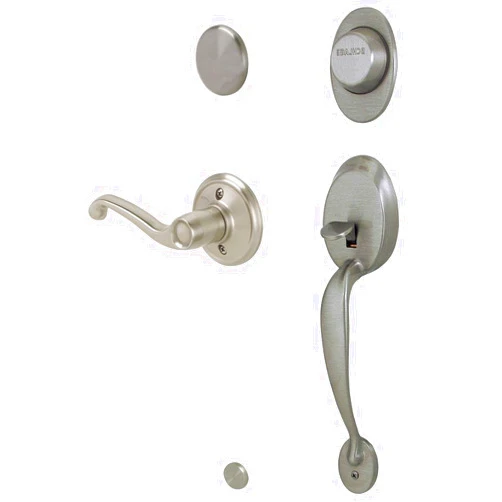 Schlage F93PLY619FLARH Plymouth Inactive Handleset with Flair Right-handed Lever, Satin Nickel