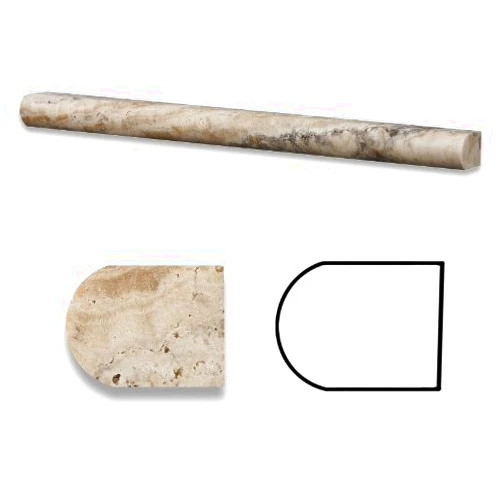 Oracle Moldings Philadelphia Travertine Honed 3/4 X 12 Bullnose Liner Trim Molding - Box of 5 pcs.
