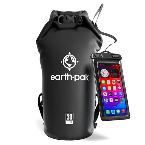 Earth Pak Waterproof Dry Bag - Roll Top Waterproof Backpack Sack Keeps Gear Dry for Kayak with Waterproof Phone Case