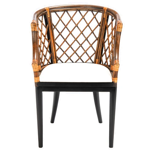 SAFAVIEH Home Collection – Carlotta Natural Wash Arm Chair with White Cushion, Coastal Bistro Accent Chair with Black Legs for Dining or Living Spaces (SEA4013C)