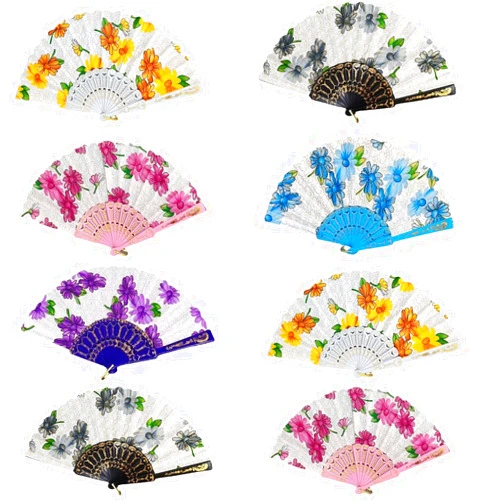 GOESUP 8 Pack Colorful Flower Hand Fans Dancing Fans Summer Handheld Folding Fans Party Favors for Girls Women (8 PCS Glitter Flower)