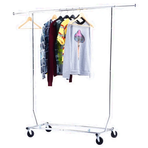 Hello world1 New Heavy Duty Commercial Grade Clothing Garment Rolling Collapsible Rack Chrome