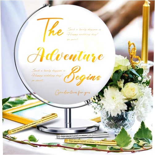 Saypacck World Globe Guest Book with 4 Pens Globe Wedding Guest Book Alternative Writable DIY Blank White Registry for Wedding Party Bride Shower Baby Shower