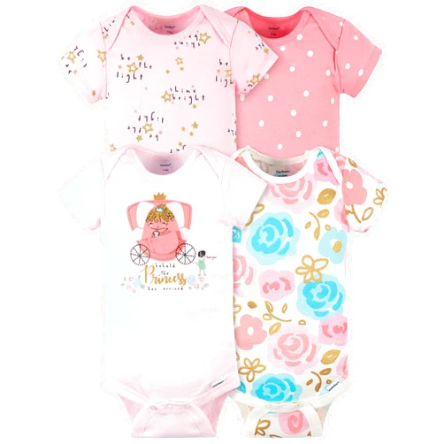 Gerber baby-girls 4-pack Short Sleeve Onesies Bodysuits
