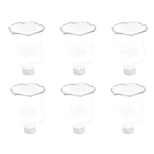 4E's Novelty Clear Glass Votive Cups with Peg - Pack of 6 - Tulip Votive for Candelabra Candle Holder, Home Interior Candle Sconce Glass Replacement Parts, Shabbat Candle Glass Oil Lamp (2.75