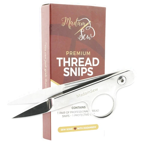 Madam Sew Thread Snips for Sewing – Spring Action Thread Cutter Tool with Razor-Sharp Stainless-Steel Blades for Quilting, Embroidery, Dressmaking – Light, Ergonomic Thread Scissors with Blade Cap