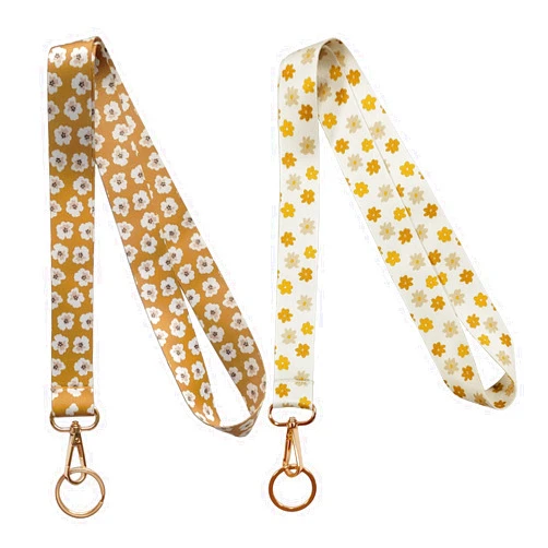 Nifaoning 2 Pieces Long Neck Lanyard Keychain, Lanyards for Keys Elegant Flower Soft Fabric keychain lanyard Id Badges Holder Lanyards for Nurse Teacher Teens Student Office Premium Floral Lanyards for Women