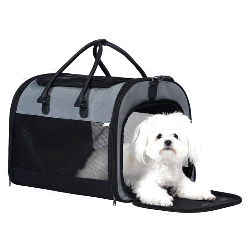 PET MARVEL Cat Carrier Soft Sided Large for Pet Dogs up to 25 Lbs, Airline Approved Mesh Pet Travel Bag, Breathable Bite-Resistant Fabric with Removable Washable Mat