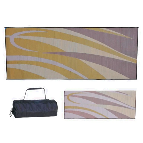 Stylish Camping Ming's Mark GC7 Stylish Camping Reversible Graphic Patio Mat - 8' x 20', Brown/Gold