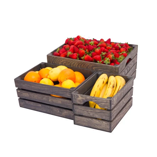 VINTAYARD Rustic Wood Crates for vintage decorative display, Nesting Crate set for storage and farmhouse style decor, wooden boxes made from 100% Wood (Weathered Grey, Nested Set of 3)