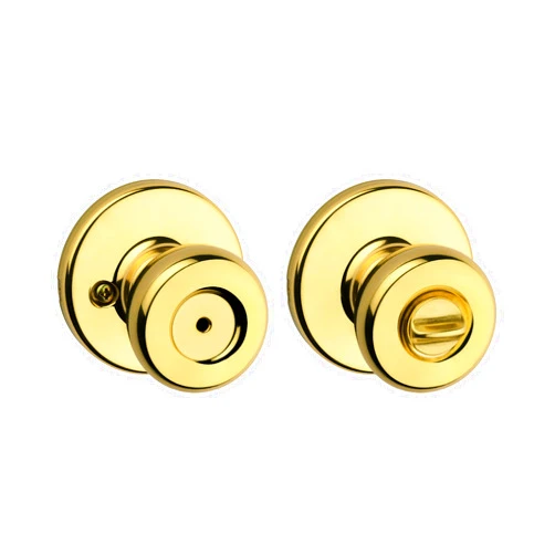 Kwikset Tylo Interior Privacy Door Knob with Lock, Door Handle For Bathroom and Bedroom, Polished Brass Keyless Turn Lock Doorknob, 1 Count (Pack of 1)