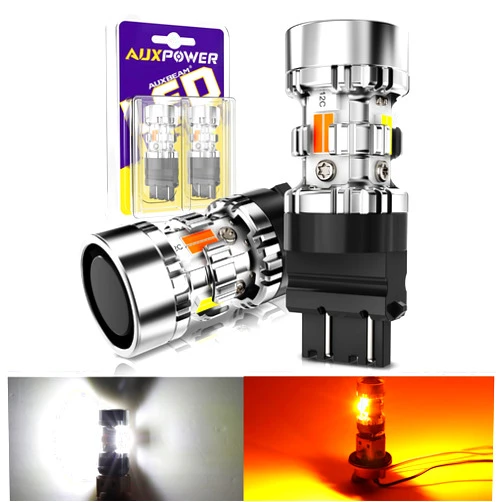 Auxpower 3157 Switchback LED Bulbs Built in Resistor Canbus Error Free Anti Hyper Flash 2024 Y1 Series T25 3057 3457 4157 Bulbs White and Amber 500% Super Bright Turn Signal Light DRL Parking Light