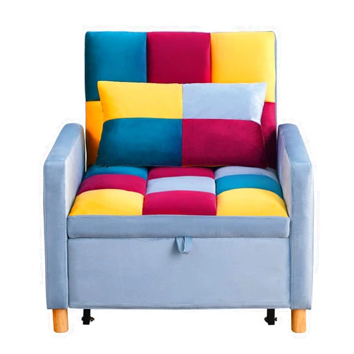 KJGJ 3 in 1 Convertible Sleeper Sofa Chair Bed Adjustable Sleeper Bed Chair with Pillow Multi-Functional Sleeper Chair with Soft Velvet Perfect for Living Room Bedroom or Office (Colorful)