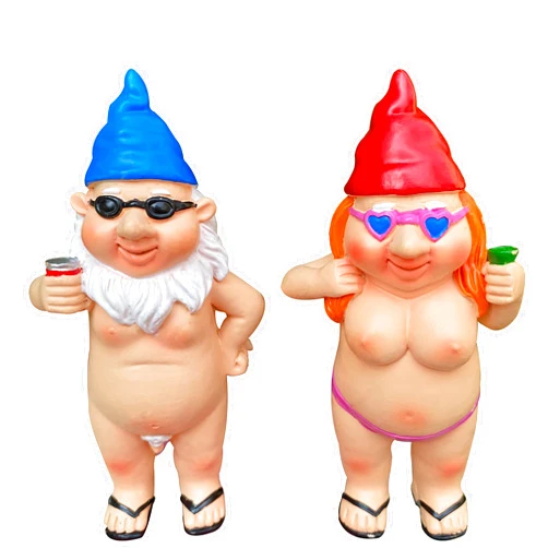 Brableewear 2Pcs Naked Gnome Statue Peeing Gnome Naughty Funny Garden Goblin Outdoor Statues Lawn Ornaments Indoor Outdoor Garden Decorations