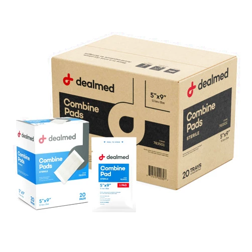 Dealmed Abdominal Combine Pads | Individually Wrapped, Absorbent, Latex-Free, Non Adherent | Abdominal Pads for Wound Care, Drainage, First Aid Kit | Sterile ABD Pads 5x9 in | 20/Box (Case of 20)