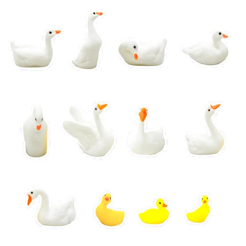 Pinenjoy 12Pcs Realistic Miniature Duck Figurines Mini Goose Figures 1inch Resin Animal Cake Toppers for DIY Fairy Garden Moss Landscape Terrarium Crafts Birthday Party Decors