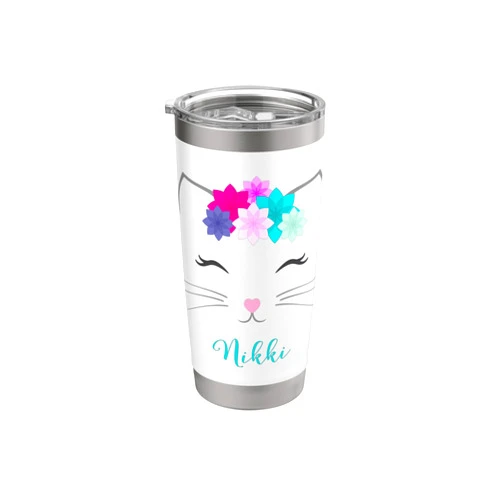 Nikki Name Gifts Nikki Name Gift Personalized Kitty Cat Stainless Steel Insulated Tumbler