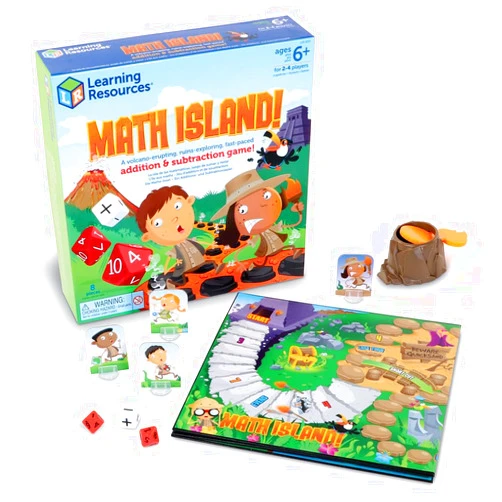 Learning Resources Math Island Addition & Subtraction Game, Educational Games, Elementary Math, Teaching Toys, Children’s Math Games, Educational Indoor Games, 8 Pieces, Age 6+