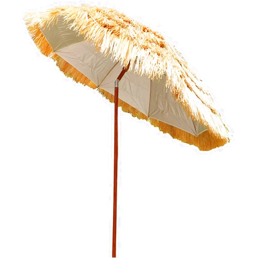JIYTG 2m 8 Ribs Wood Garden Umbrella, Round Garden Parasol Hawaiian Style Water Repellent with Crank Handle For Beach/Pool/Patio Outdoor Parasol Sun Shade