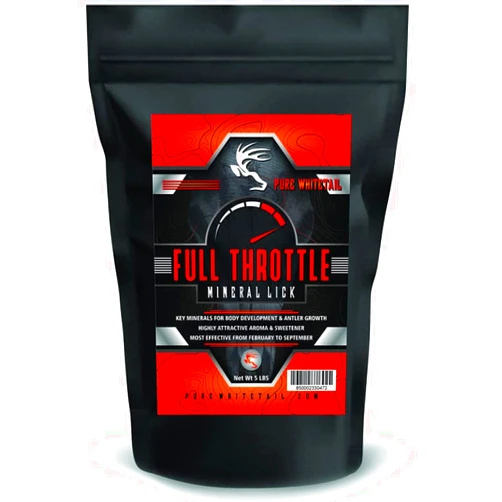 Pure Whitetail | Full Throttle – Mineral Lick | Better Than Deer Salt Lick | Whitetail Deer Plot Vitamin & Mineral Supplement for Antler Growth & Body Development | 5 LB Bag (1)