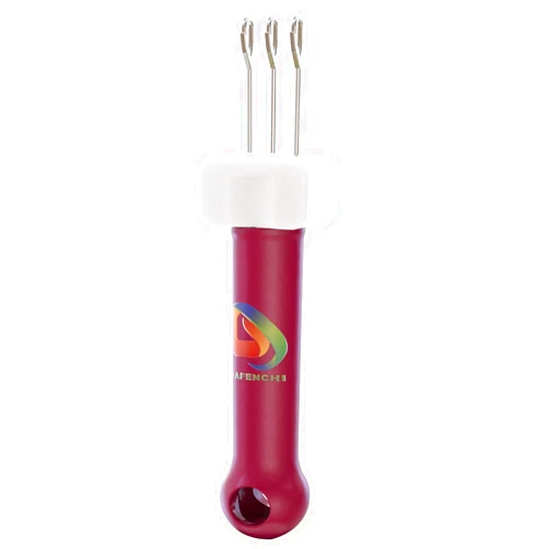 DAFENCHI 3 Latch Hook Cord Knitting Tool, Crochet Tool for Binding-Off or Edging on Knitting Projects, Crochet Hook with Latch-Hook Needles, Knitting Hook Weaving Tool (Wine Red)