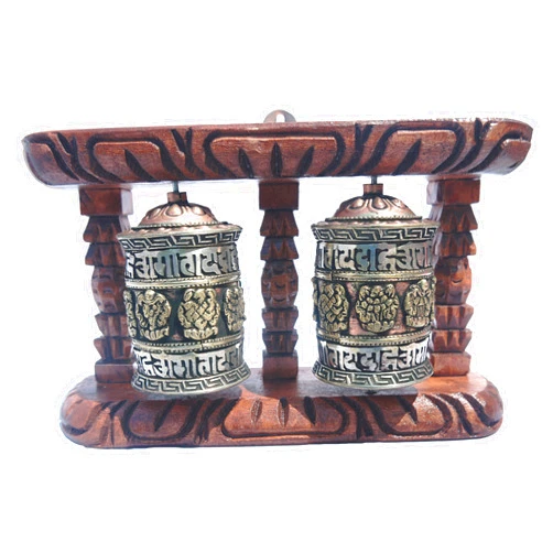 mytibetshop Tibetan Prayer wheel, Om mane prayer wheel, Multi Prayer Wheel, wall mount prayer wheel, Prayer wheel with wood frame , hand made by Himalayan artisan in Nepal