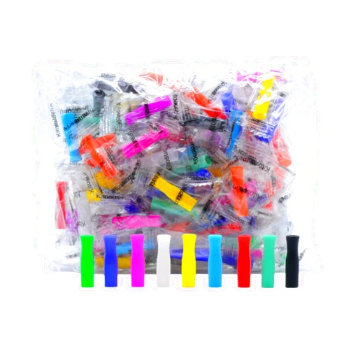 Afoosoo Silicone Straw Tips for Stainless Steel – 100Pcs Multicolored Reusable Silicone Tip for Metal Rubber Straws Covers with Individually Wrapped | Food Grade Silicone Tips for Smoothie Drinking Straws