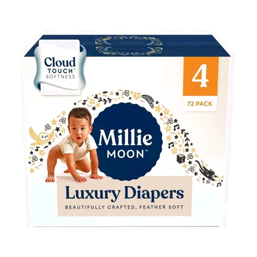 Generic Millie Moon Luxury Diapers (Size-4 and Count-72) Diaper Weight Range: 22 to 32 lbs