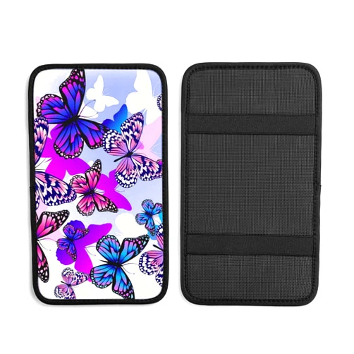 DOHOOC Purple Butterflies Auto Center Console Cover Pads Universal Car Armrest Seat Box Cover Protector Soft Car Accessories for Most Vehicle, SUV, Truck, One Size