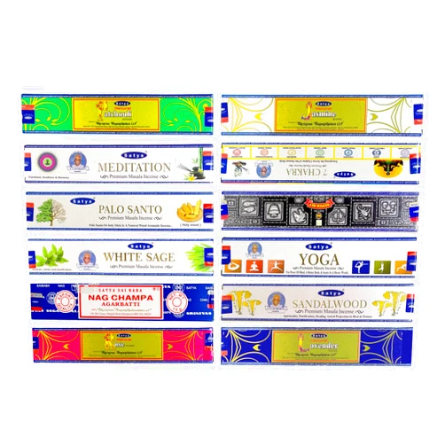 KRAFTANGLE satya Incense Sticks - 12 Boxes | 7 Chakra White Sage Sandalwood Meditation Jasmine Yoga Palo Santo Rose Patchouli Nag Champa Lavender Superhit - 140+ Natural Incienso | 45+min Burn Variety Pack