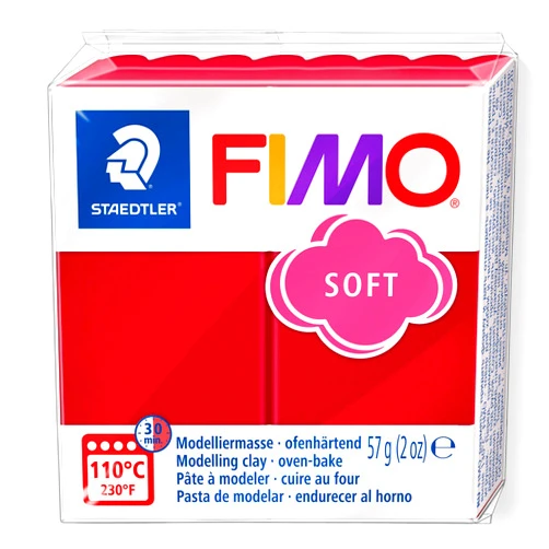 Staedtler FIMO Soft Polymer Clay - -Oven Bake Clay for Jewelry, Sculpting, Crafting, Cherry Red 8020-26, 57 g