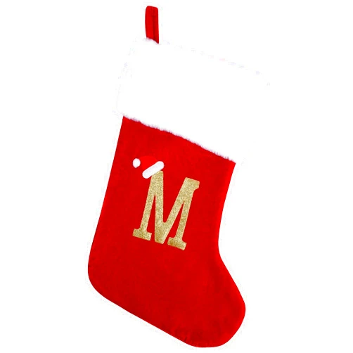 Sailup 20 Inches Monogram Christmas Stockings with Letters, Large Super Soft Christmas Stockings Red Velvet with White Super Soft Plush Cuff for Christmas Xmas Tree Holiday Fireplace (M)