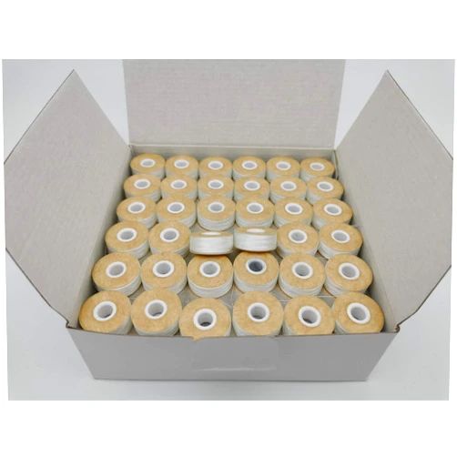 DOUBLELIN Prewound Bobbin, Cardboard, Size L (SA155, Size 9.4), White Color, 144pcs per Box, 75D/2 Polyester, Compatible with Babylock, Barudan, Bernina, Brother, Consew, Singer, Tajima and More