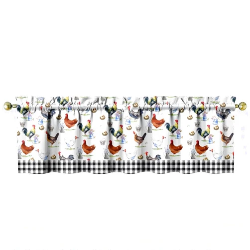 Aiwkjdns 1 Piece Chicken Kitchen Curtains and Valances Set for Windows Rooster Kitchen Window Curtains Over Sink Decor 18x54 in