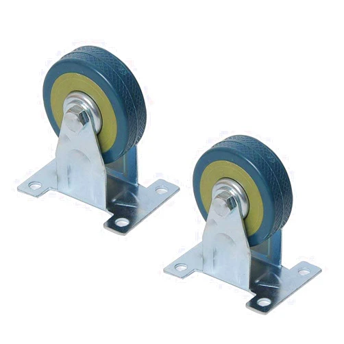 Luomorgo 2 Pcs 4 Inch Heavy Duty Rubber Fixed Caster Wheels Rigid Non-Swivel Top Plate Casters