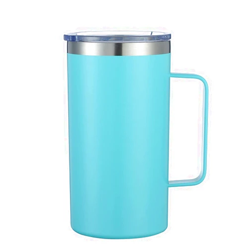 Geasky Tumbler With Handle Insulated Coffee Tea Mug Stainless Steel Water Bottle 24oz Blue Green