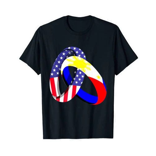Filipina American Flag Filipino Roots USA Citizen Philippines American Ring Heritage Month Filipino Flag T-Shirt