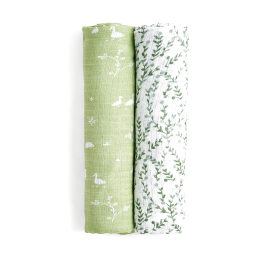 aden + anais Essentials Silky Soft Bamboo Muslin Swaddle, Breathable Baby Blanket, Ideal for Boys, Girls, Newborns, Babies & Infants, Receiving Blanket, Lightweight Wrap, 2 Pack, Nature Friends